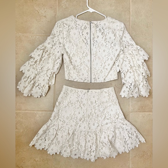 Saylor two piece white crochet matching set XS BY FREE PEOPLE x REVOLVE - Picture 2 of 15